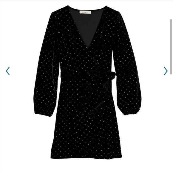 Nwt! Nine West 4x black studded velvet wrap dress - Picture 2 of 10
